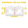 Alignment ruler showing sizing guides for adult, youth, toddler, and infant sizes on a heat press mat.
