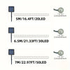 Three versions of solar Moroccan ball string lights are shown with varying LED counts and lengths.