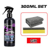 Lot de 300ml de spray de revêtement céramique pour protection automobile avec une bouteille à pompe noire et un chiffon jaune