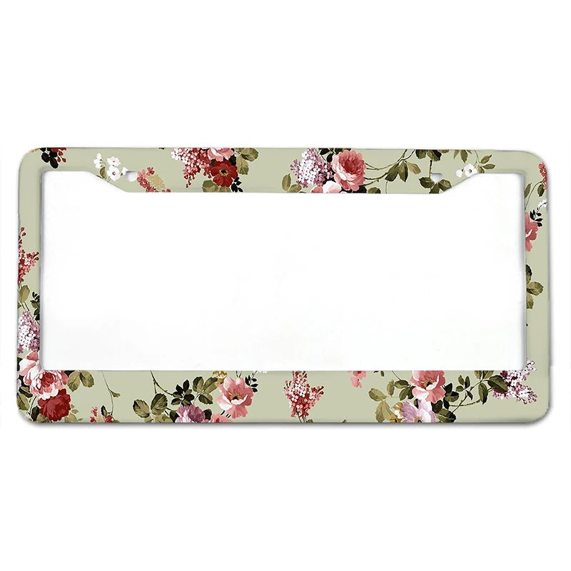 Floral Aluminum License Plate Frame with Slim Design