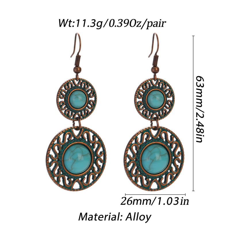 Boho Turquoise Geometric Drop Earrings