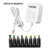 Universal 12V/24V AC-DC Power Adapter with 8 Interchangeable Tips