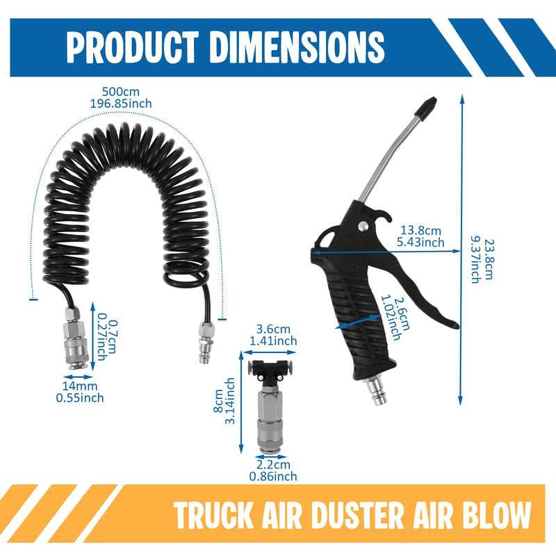 Coiled Air Blow Gun Kit with Retractable Hose