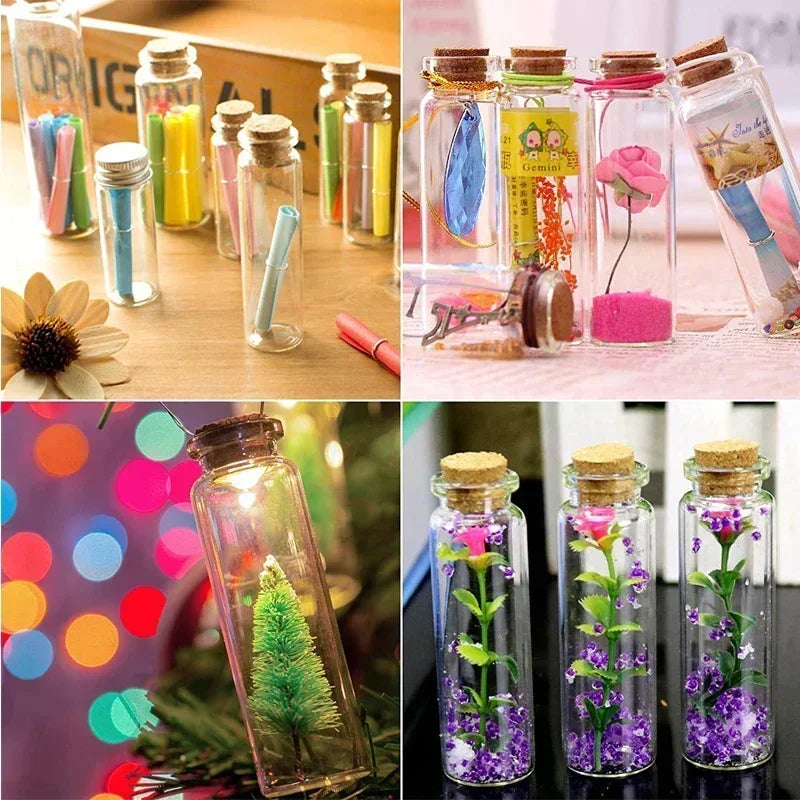 Mini Glass Bottles with Cork Stoppers for DIY Crafts and Gifting