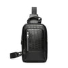 Men's Waterproof PU Leather Crossbody Bag with Geometric Pattern
