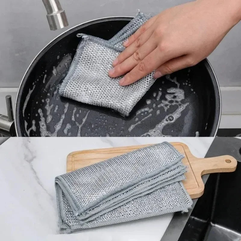 Heavy-Duty Microfiber Cleaning Cloths with Steel Mesh