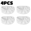 Four white reusable microfiber mop refill pads shown individually.
