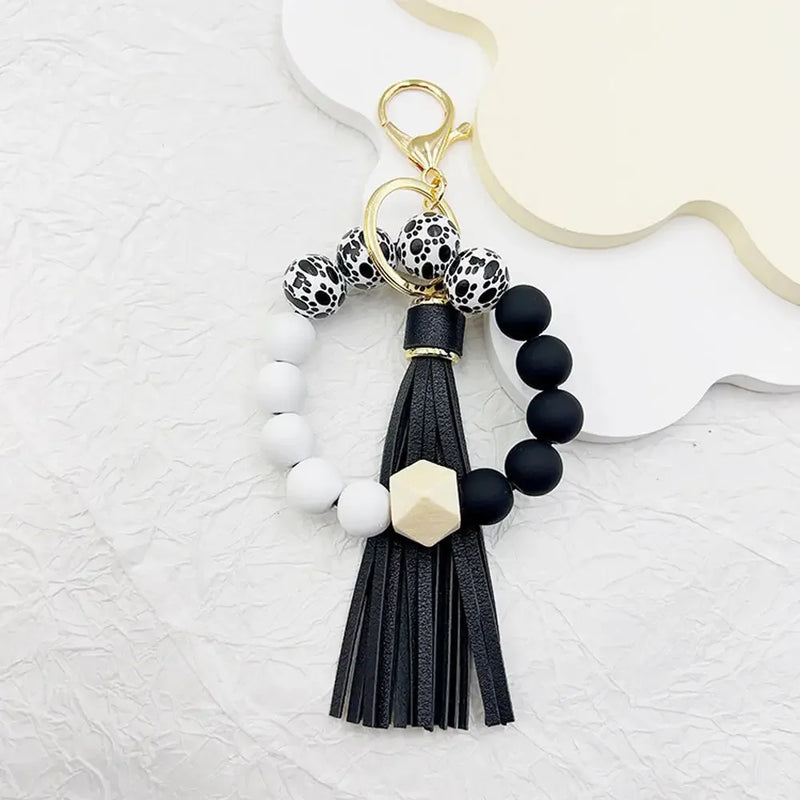 Boho Silicone Bead Keychain with Tassel