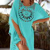 Sunflower Print Knitted Beach Tunic with Fringe