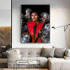 A framed painting featuring a dramatic portrait of Michael Jackson with intense expression.