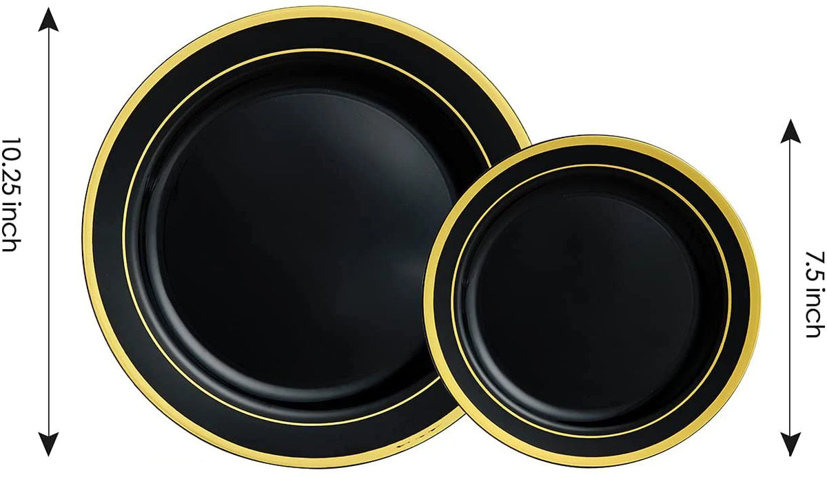Elegant White Plastic Plates with Gold Rim