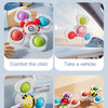 A set of colorful, ocean-themed spinning toys used for comforting children during bath time and daily play.
