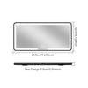A rectangular silver HD touch screen makeup mirror with a slim black frame and adjustable brightness.