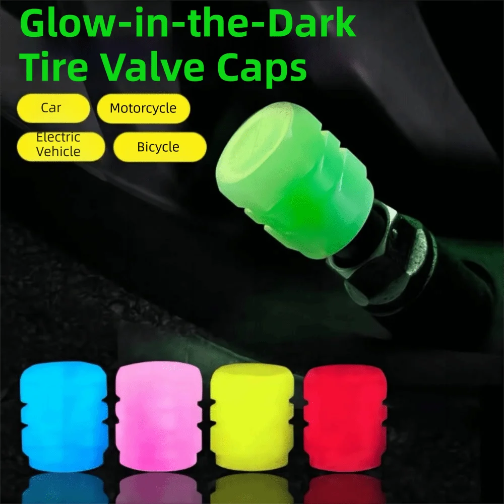 Glow-in-the-Dark Tire Valve Caps (8-Pack)