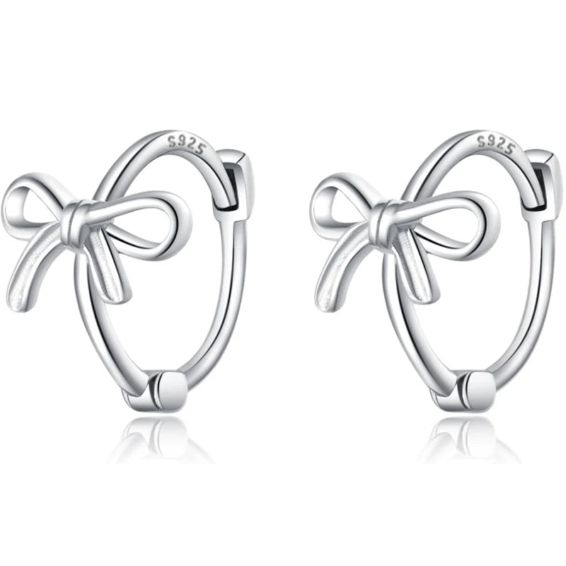 Sterling Silver Bow Hoop Earrings