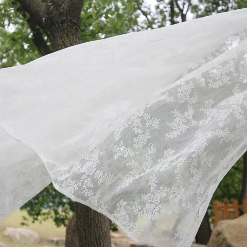 French Lace Sheer Curtains - White Tulle Voile Drapes for Bedroom & Living Room