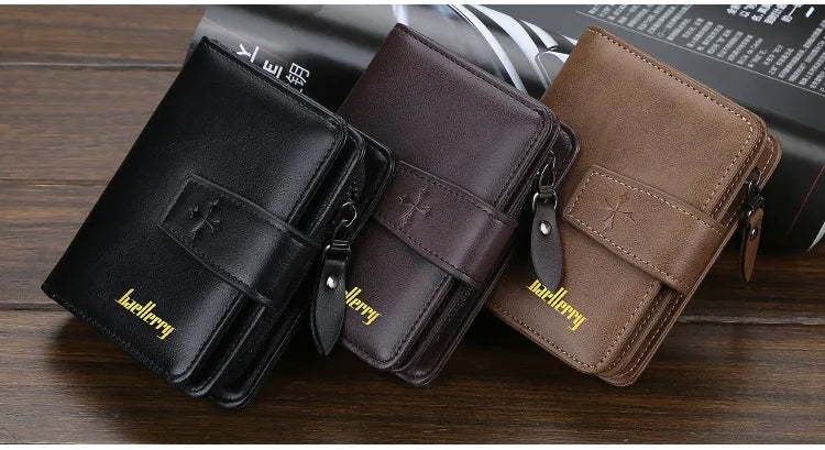 Vintage PU Leather Zipper Wallet for Men