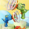 Colorful 3-color Dinosaur Bubble Gun with various bubble shapes and accessories
