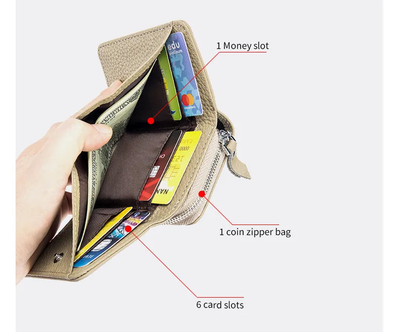 Genuine Leather Mini RFID Wallet for Women