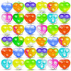 A collection of colorful mini pop keychain fidget toys in various shades including blue, green, yellow, and orange.
