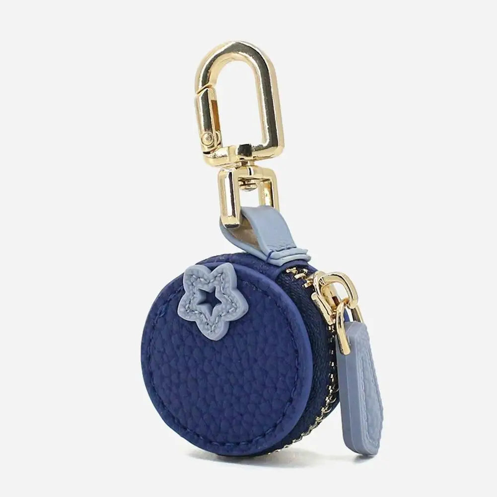 Adorable Fruit Coin Purse Keychain - Cute Cherry & Blueberry Design, PU Leather Mini Storage Bag
