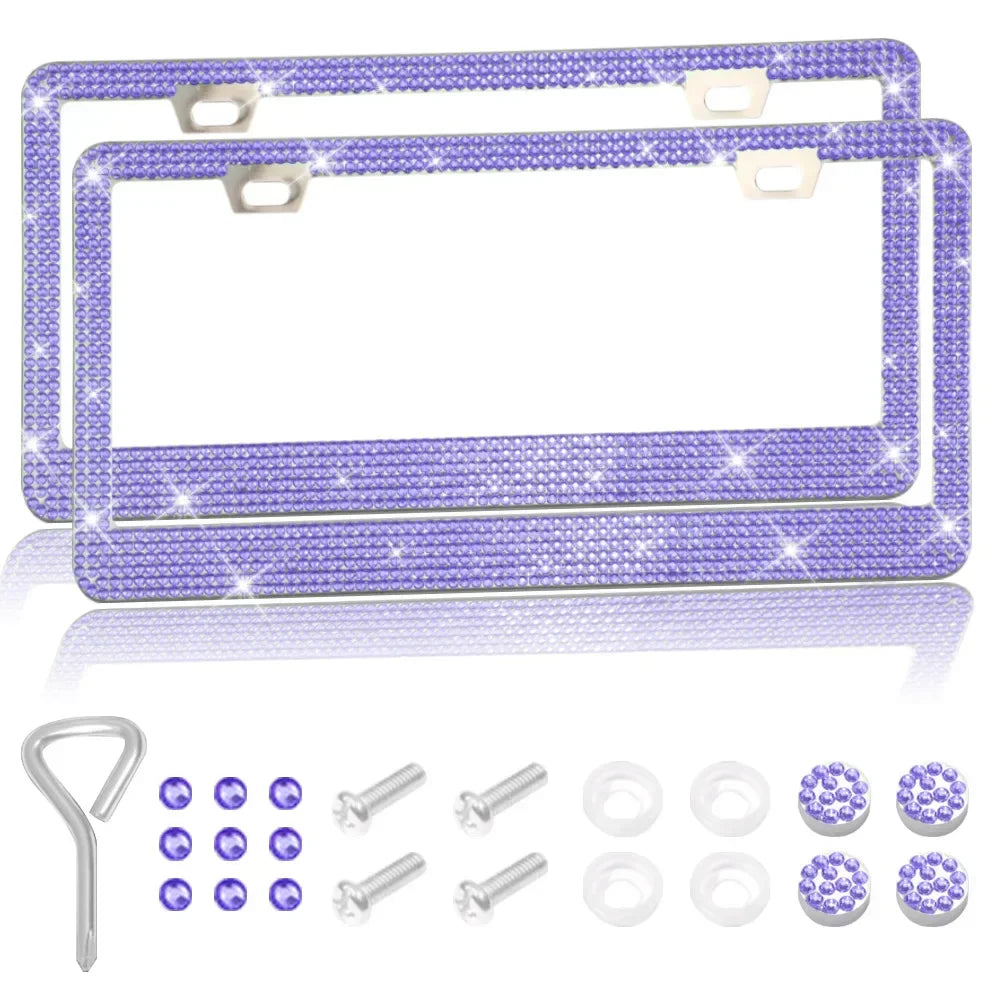 Crystal Rhinestone License Plate Frame for Cars