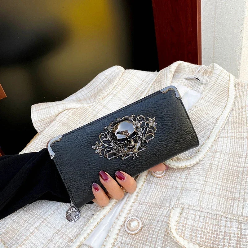 Skull Punk Style Long Wallet with RFID Protection