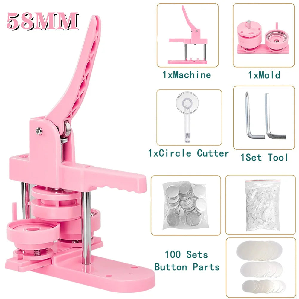 Multi-Size Button Maker Machine with 300 Button Parts Kit