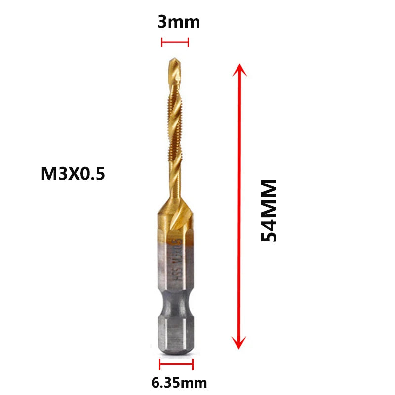 Metric Thread Tap Set - Titanium Coated HSS Drill Bits