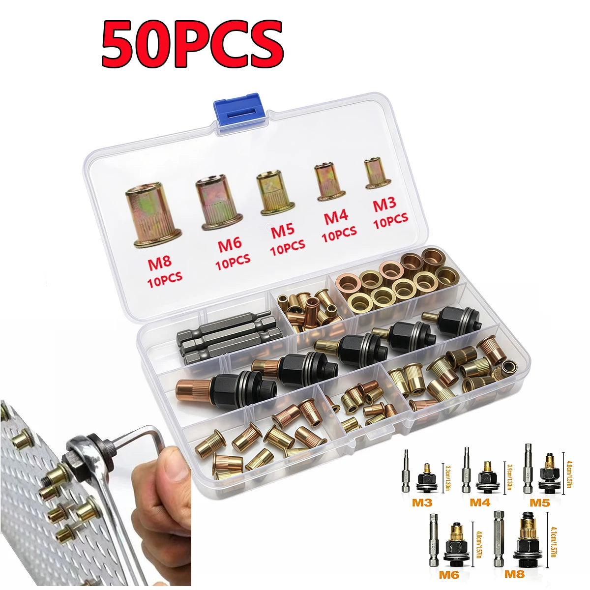 150-Piece Rivet Nut Kit with Gun and Mandrels