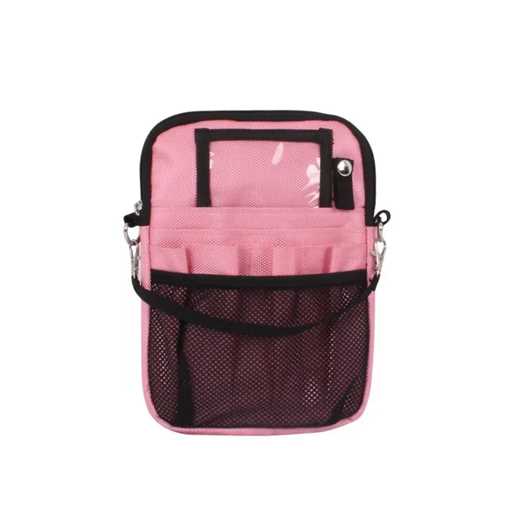 Pink multi-pocket crossbody fanny pack designed for nurses