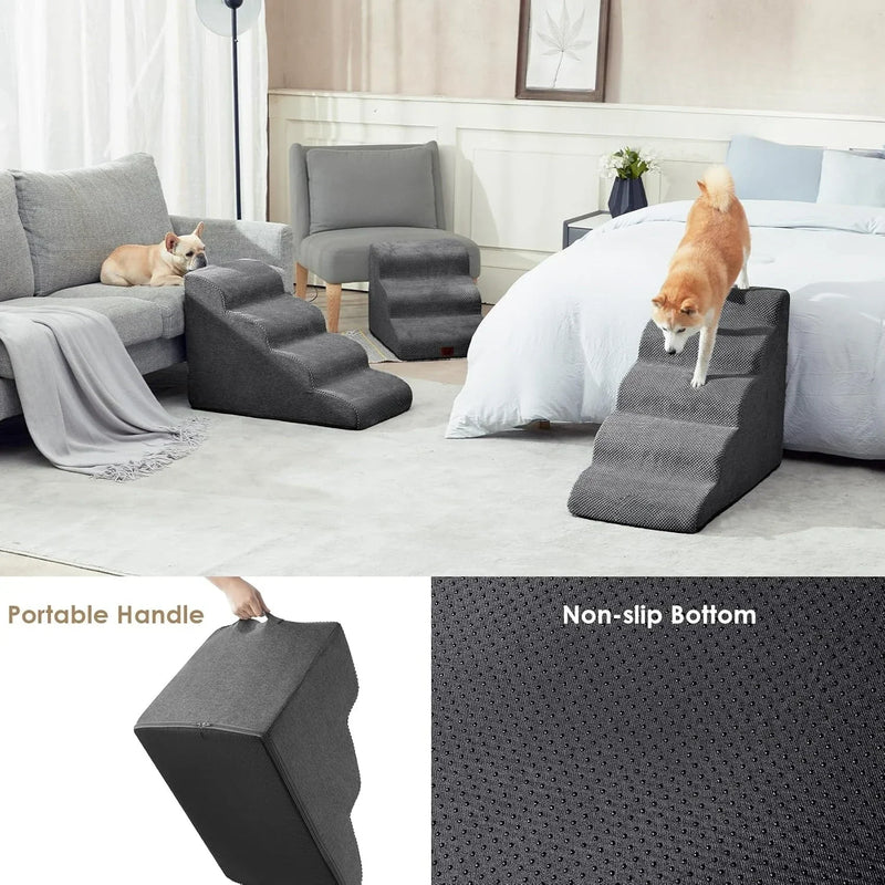 Curved Pet Stairs for Beds and Sofas