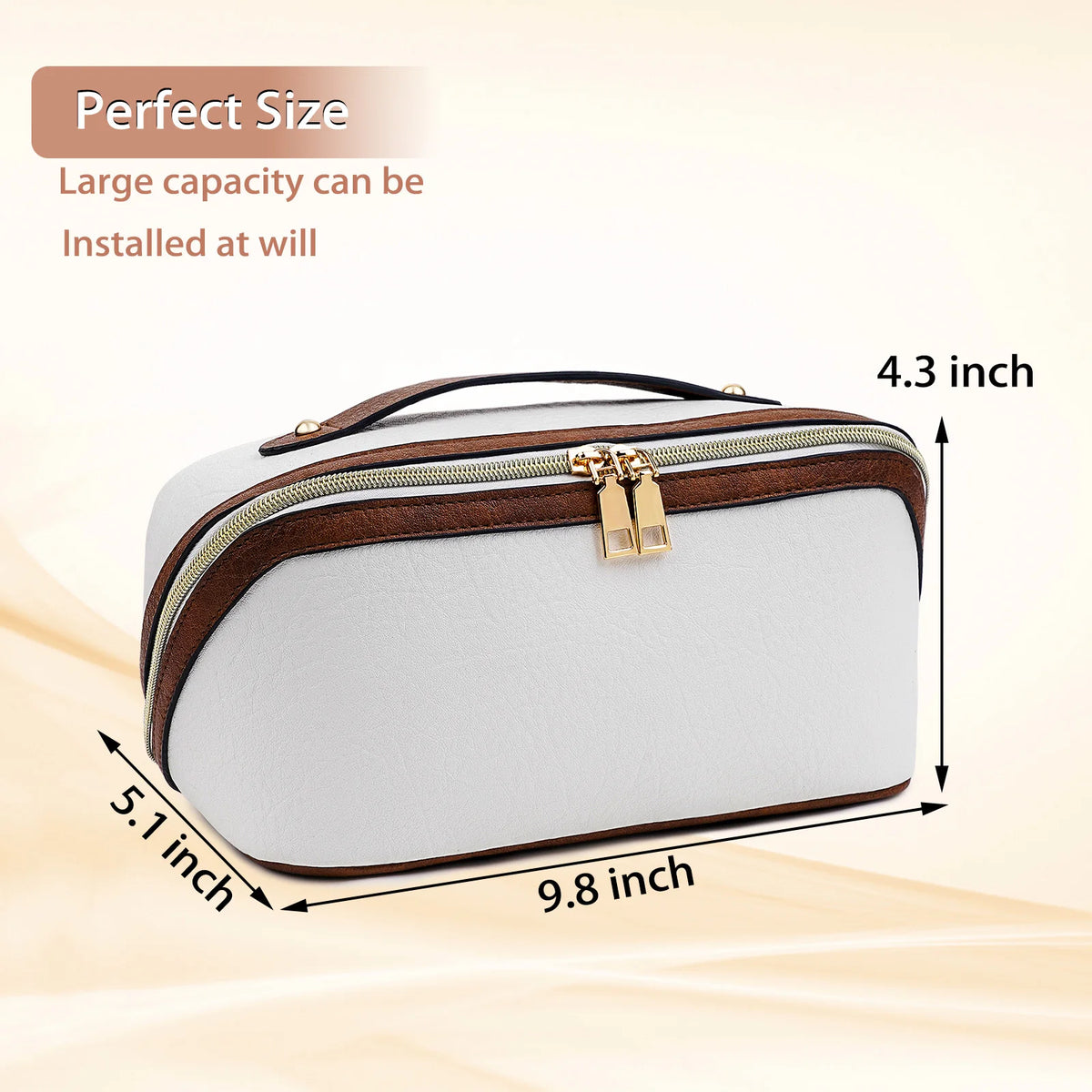 Large-Capacity Waterproof Travel Makeup Bag with Durable PU Leather & Smart Organization