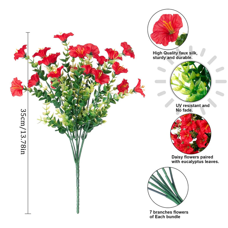 Ramo de Flores Artificiales de Seda Resistente a los Rayos UV para Decoración Exterior
