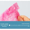 Pink disposable waterproof shower cap with a double-ended seam and full elasticity