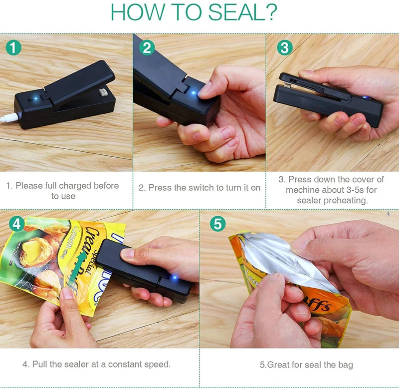 Portable Rechargeable Bag Sealer & Cutter