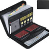 Black fireproof and waterproof expanding file organizer with multi-pocket accordion design