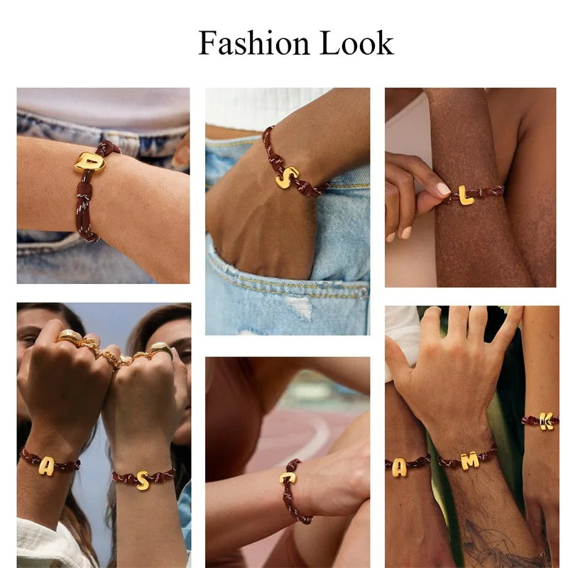 Pulsera con Nudo Inicial de Oro de 14K