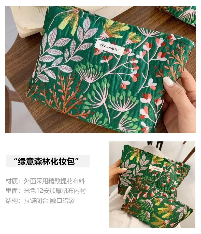 Vintage Floral Cosmetic Bag - Portable Makeup & Toiletry Organizer