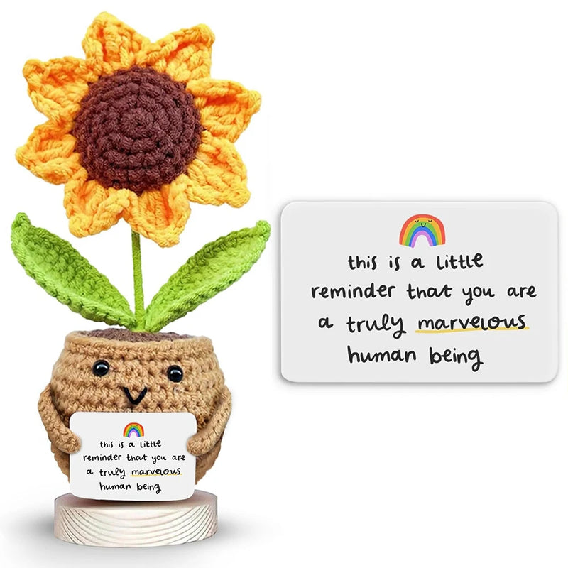Hand-Crocheted Sunflower in Decorative Pot