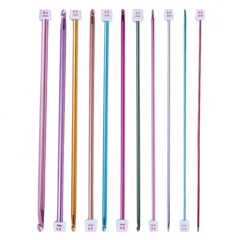 Multicolor Tunisian Afghan Crochet Hook Set (11 Sizes, 2–8 mm)