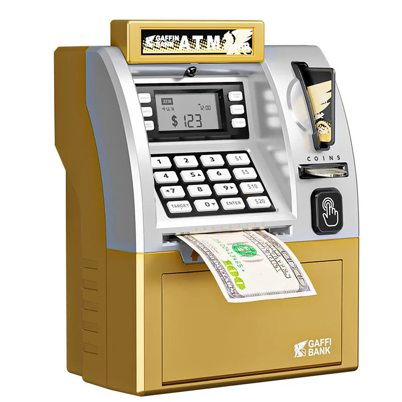 Interactive ATM Money Box for Kids with Card Swipe and Password Access