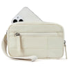 Nylon Quilted Wristlet Wallet with Three Zipper Compartments