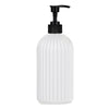 Refillable Matte Black Soap Dispenser with Wooden Tag