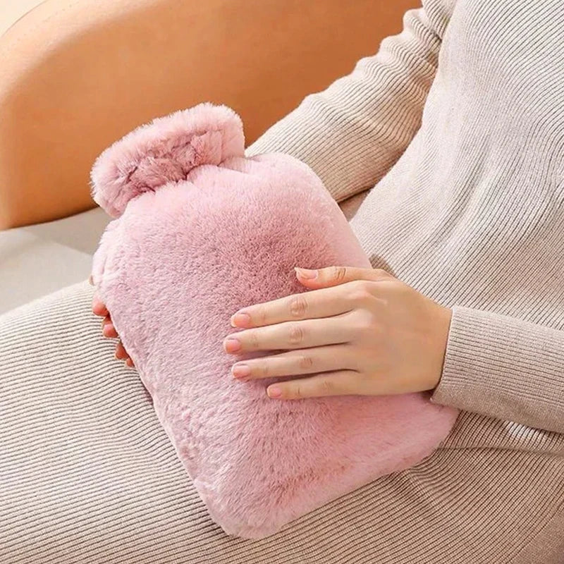 Reusable Hot Water Bottle with Soft Fleece Cover