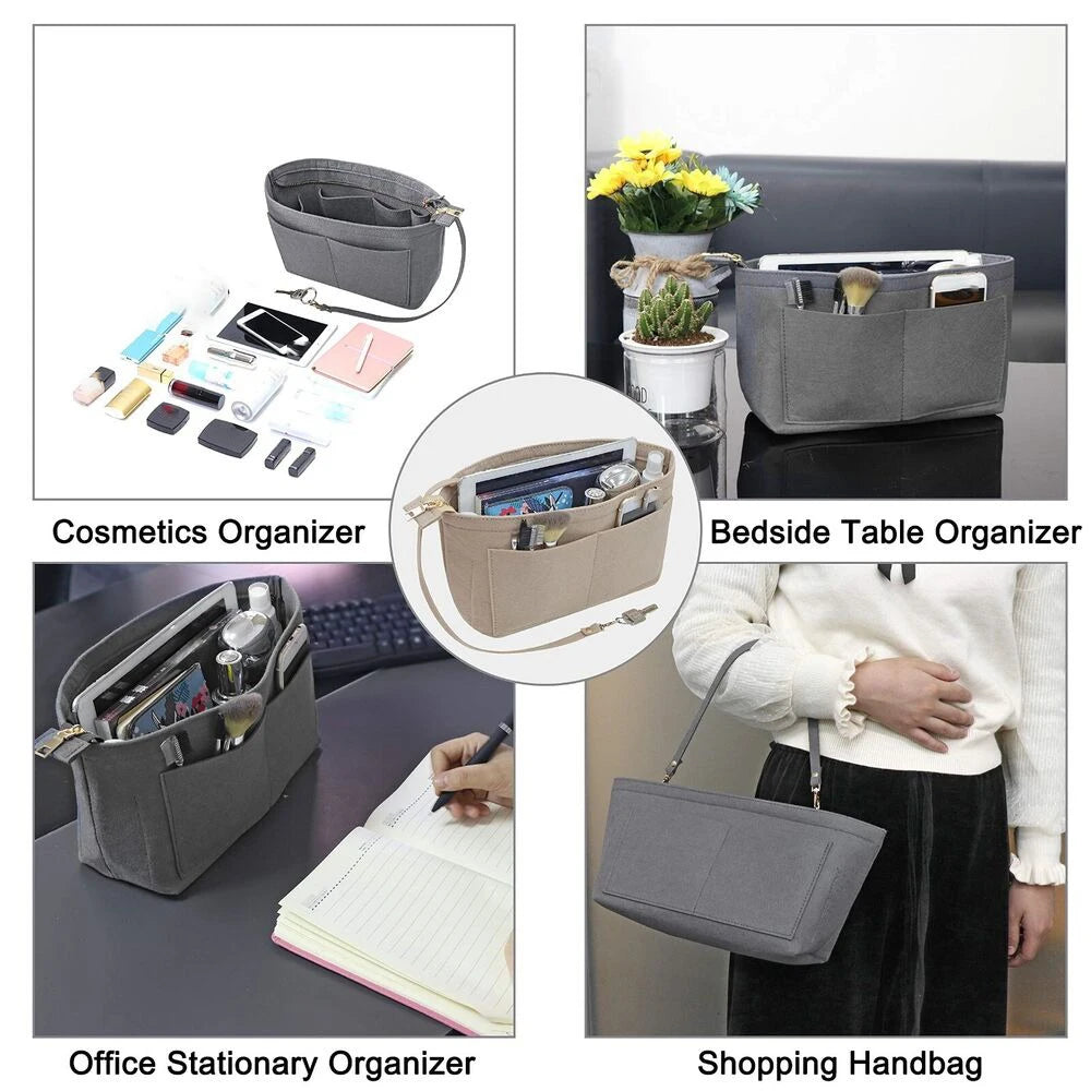 Felt Handbag Organizer with Detachable Key Chain
