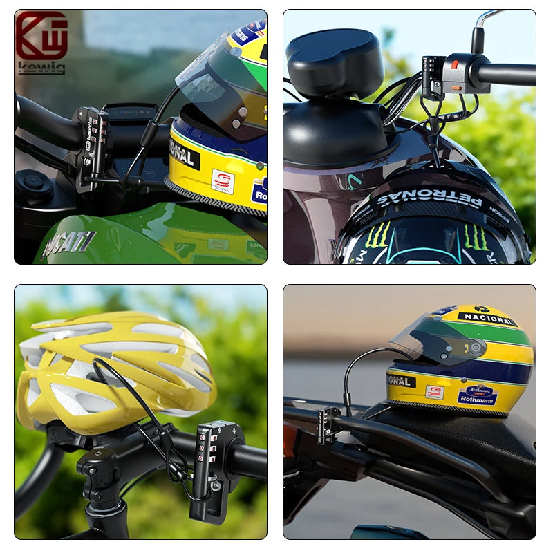 Secure 3-Digit Combination Helmet Lock with Anti-Cut Steel Cable