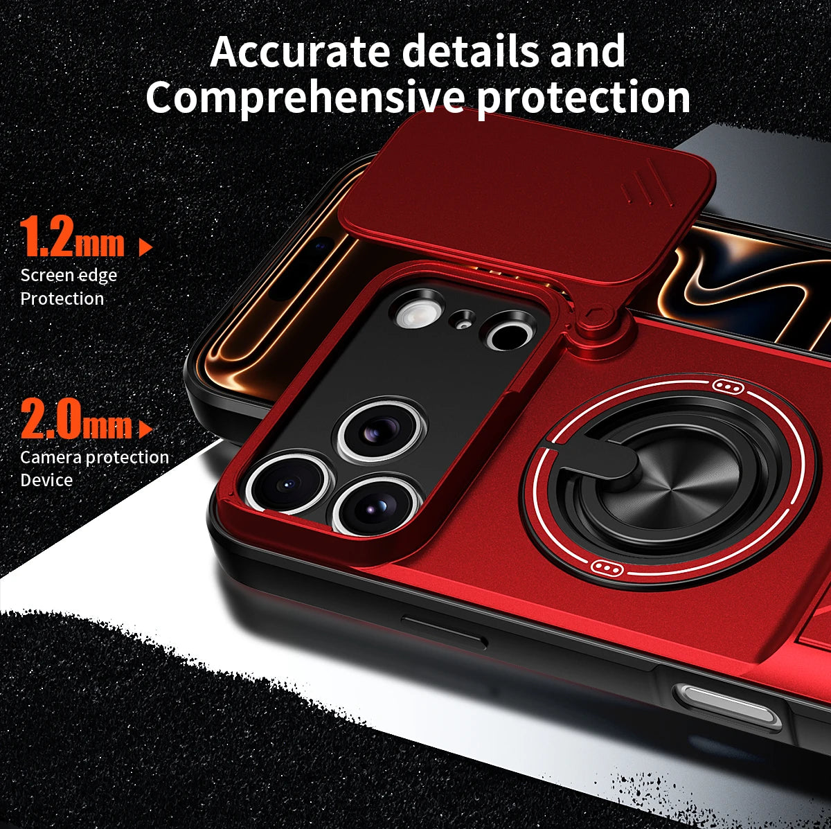 Rotating Magnetic Ring Phone Case with Kickstand for iPhone