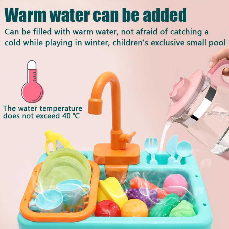 Interactive Play Kitchen Sink with Running Water Feature