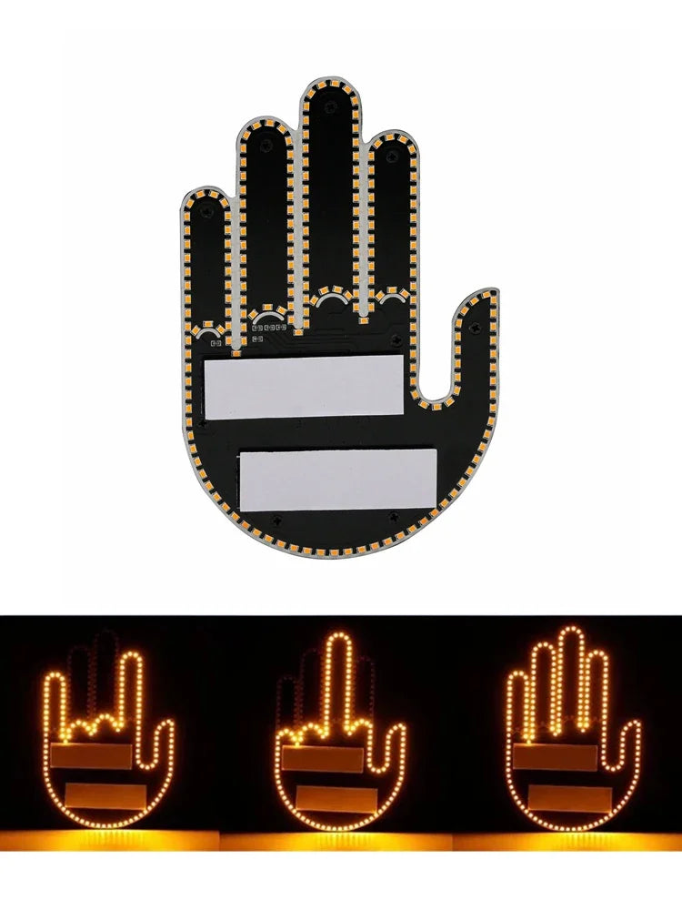 A black hand-shaped light panel with yellow accents, showing a close-up of the finger print.